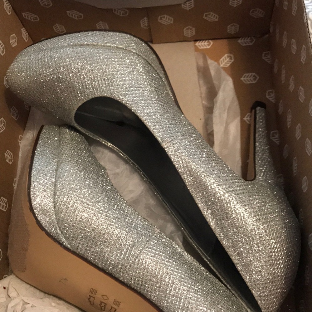 sparkly silver high heels!